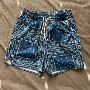 Blue Paisley Bandana Print Shorts